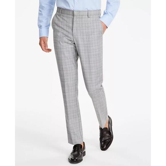 Tommy Hilfiger Men's Black/White Plaid Stretch TH Flex Dress Pants Size 36x34